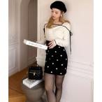 ショッピングドット ワンピース ドットジャガード配色ニットミニワンピース