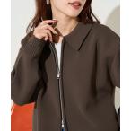 カーディガン 限定展開　軽量 ニット 襟付き ダブル ジップ カーディガン レディース