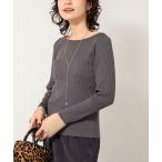 ニット セーター 「手洗い可能」ウール混ワイドリブ袖口配色プルオーバー レディース