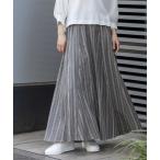 スカート リネンビスコースマルチストライプフレアスカート