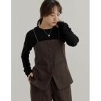 キャミソール 「洗濯機で洗える」圧縮ウールライクフロントボタンキャミソールビスチェ