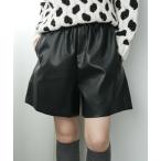 パンツ フェイクレザーハーフパンツ レディース