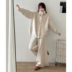 セットアップ ニットキャミソールジャケットワイドパンツ3枚セット レディース