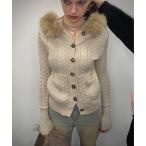 カーディガン ファー付きケーブルフードニ