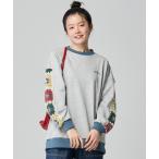 トレーナー スウェット 袖クロシェニットスウェット レディース