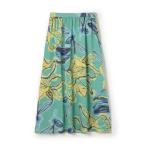 スカート ドゥードルフラワープリント ロングギャザースカート