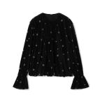 ブラウス シャツ メッシュベロアエンブロイダリー ラッフルカフスブラウス レディース