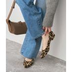 パンプス 「WEB限定 / 」Spick ＆ Span レザーポインテッドフラットシューズ（レオパード）