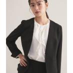 スーツ 「通勤スーツ／洗える」ストレッチカラーレスジャケット レディース