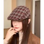 帽子 ベレー帽 Chiina / チェック柄ハンチング帽 レディース