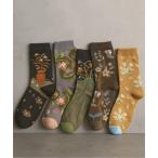 靴下 「 NOLITA / ノリータ 」森ガール 花柄 ソックス 5足セット レディース くすみカラー 北欧風 デイリー 靴下 レディース