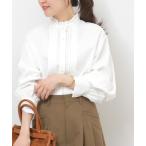 ショッピングシャツ ブラウス シャツ フリルネックドビーストライプシャツ レディース