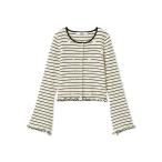 ショッピングファーファ カーディガン プティフラワーボーダーカーディガン レディース