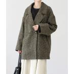 ショッピングVita ダウンコート ダウンジャケット ヘリンボーンツイードダブルテーラードミドルコート レディース