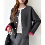 ショッピングカーデ カーディガン 今欲しいアクセントカーデ 裏配色ニットカーディガン 配色 バイカラー ニットカーディガン カーディガン 長袖 レディース