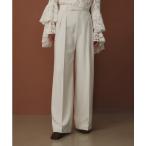 スラックス パンツ ミッドウェイトツータックワイドパンツ レディース