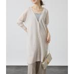 カーディガン 麻混シアーロングカーディガン レディース