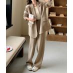 セットアップ aimoha　テーラードジャケット＋ワイドパンツセットアップ レディース