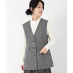 ショッピングツイード コート アウター ホームスパンラメツイード_Vネックジレ レディース