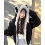 ショッピング毛皮 ブルゾン アウター 「新作」毛皮付きフード付き厚手ジャケット レディース