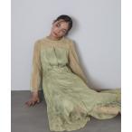 ショッピングオブ ドレス シアー×レース ビスチェ風フレアドレス