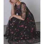 ドレス 花柄刺繍シアードレス