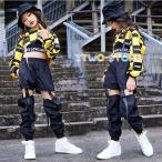 キッズ ダンス衣装 ヒップホップ セットアップ HIPHOP チェック柄 長袖 へそ出し トップス パーカー ダンス パンツ ズボン 女の子 ジャズダンス 練習着 派手