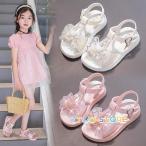 サンダル キッズ お姫様靴 子供サンダル ビーチサンダル 女の子 シューズ 子ども靴 リボン 夏物 キッズシューズ 滑りにくい ベビー 姫系 おしゃれ 可愛い 入学式