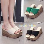 ウエッジソールサンダル 歩きやすい サンダル 厚底 ウェッジソール サンダル ビーチサンダル レディース 痛くない ヒール ぺたんこ スリッパ 夏 海 旅行 美脚