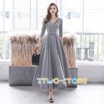 パーティードレス ロング 袖あり パーティードレス 大きいサイズ 3L 4L 結婚式 ワンピース 結婚式 ドレス 結婚式お呼ばれドレス ロングドレス 七分袖