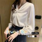 ブラウス レディース 長袖 シャツ トップス 無地 秋服 シンプル ママ ゆったり 韓国風 体型カバー 30代 40代 おしゃれ 通勤 OL