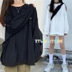 tシャツ レディース 長袖 カットソー Tシャツ トップス ドロップショルダー シンプル 無地  ゆったり トップス シンプル