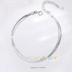 チェーンブレスレット レディース 3連 シンプル ホワイトデーのお返し 女性 プラチナ仕上げ ギフト  母の日ギフト