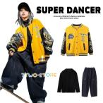 スタジャン ダンス衣装 キッズ ヒップホップ 衣装 ブルゾン 革ジャン 子供ダンス服 キッズダンス衣装 派手 イエロー 黒 韓国 K-POP