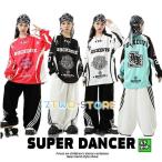 ヒップホップ 衣装 黒 白 赤 水色 キッズダンス衣装 セットアップ 韓国 子供ダンス服 派手 K-POP レーサー風 トップス パンツ