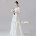 ショッピングウェディング ウェディングドレス 白 ウェディングドレス 袖あり 五分袖 半袖 ウェディングドレス 大きいサイズ 3L 4L 小さいサイズ シンプル トレーン