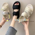 スポーツサンダル レディース 女性用 靴 スポサン ぺたんこ ベルクロ マジックテープ ベルト おしゃれ カジュアル スポーティー
