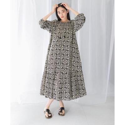 【新品未使用品】Sara mallika サラマリカ ワンピース 黄 総柄 美品】 sara mallika / サラマリカ | 総柄 Vネックワンピース