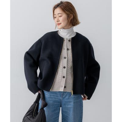 23区 ノーカラーショ―トコ―ト(38) 23区（ニジュウサンク） ノーカラージャケット 38 ネイビー レディース