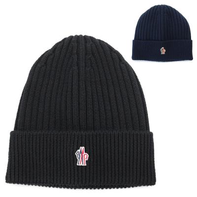 ■新品 本物■モンクレールGRENOBLEニットキャップ ダークネイビー メンズ MONCLER モンクレール ニット帽 黒 ブラック ネイビー 帽子