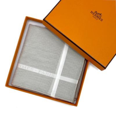 【新品未使用】HERMES ハンカチ グレー HERMES - エルメス ハンカチ グレー ホワイト タグ付き 未使用