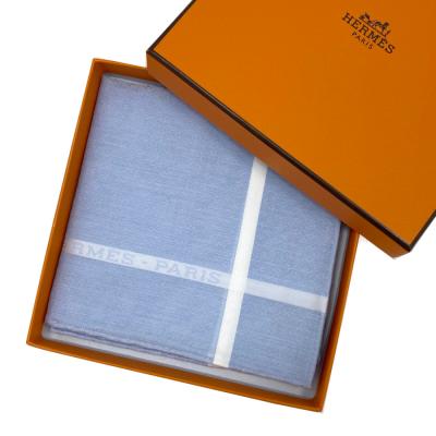 【未使用】エルメス ネイビー ストライプ ハンカチ　箱入り（リボンなし） HERMES ネイビー ストライプ ハンカチ - メルカリ