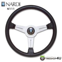 正規品 NARDI CLASSIC ブラックレザー&amp;シルバースポーク ステアリング ハンドル N111 ナルディ | TIRE SHOP 4U 2号店