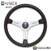 正規品 NARDI CLASSIC ブラックレザー&amp;シルバースポーク ステアリング ハンドル N151 ナルディ | TIRE SHOP 4U 2号店