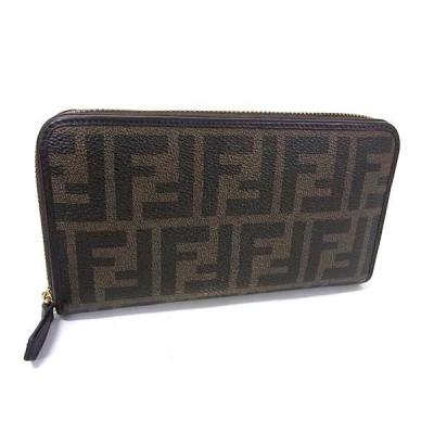 フェンディ 長財布 ズッカ FENDI フェンディ ズッカ柄 ラウンド長財布 ブラウン ジップウォレット