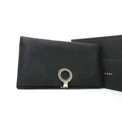 はちわれ 未使用品 美品 ブルガリ レザー×ジャガード ロゴ 長財布 BVLGARI（ブルガリ） ロゴクリップラージウォレット 長財布 レザー