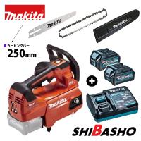 マキタ(makita) 40Vmax 充電式チェンソー MUC008GDR5（赤）【バッテリBL4025×2本・充電器DC40RA付】+チェンソーバー M250B セット | DIY・電動工具・大工道具の柴商SHIBASHO