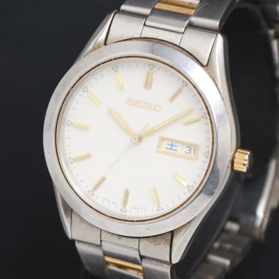 稼働　SEIKO　セイコー　腕時計　7N43-9080　デイデイト　文字盤白 SEIKO セイコー 7N43-9080 デイデイト メンズ 腕時計 ネイビー【電池