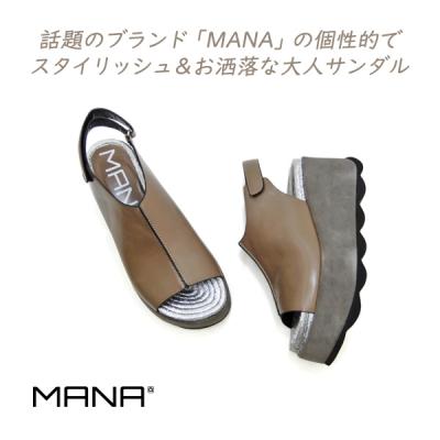MANA（マナ） 厚底 サンダル レディース 革 バックバンド 542181