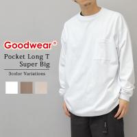 グッドウェア Goodwear Tシャツ 長袖 ロンT メンズ レディース ポケT ポケット付きTシャツ 無地 厚手 白 大きいサイズ オーバーサイズ | A.M.S.